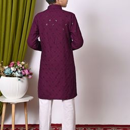 BAESD Boys Embroidered Regular Sequinned Kurta with Pyjamas image 3