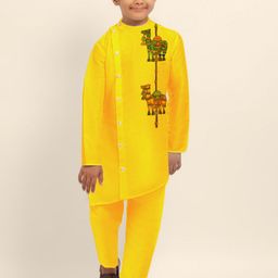 DEVOILER Boys Animal Printed Mandarin Collar Straight Kurta-51