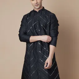 Melange by Lifestyle Men Geometric Embroidered Thread Work Pathani Kurta-picture-47