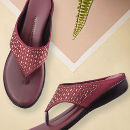 HUNYZA FOOTWEAR Embellished Open Toe Flats-image-19