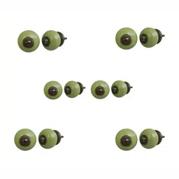 Indianshelf 6-Pcs Green Printed Ceramic Knob-4