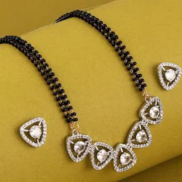 Bhagya Lakshmi Bhagya Lakshmi women's pride Traditional AD stone for women Silver-Plated Alloy Mangalsutra-picture-17