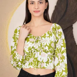 69 FASHION STREET Tie and Dye Print Bishop Sleeves Crop Top-image-90