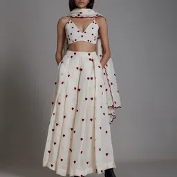 MATI Quirky Printed Linen Lehenga Choli-17