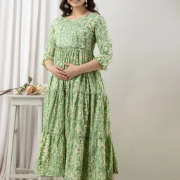 VARICOS Women Floral Printed Tiering Maternity Anarkali Kurta-43
