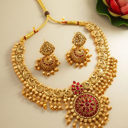 Anouk Gold-Plated Stone Studded & Beaded Jewellery Set-image-34