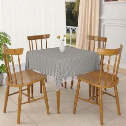 Kuber Industries Grey & White Geometric Printed Waterproof 4-Seater Table Cover-57