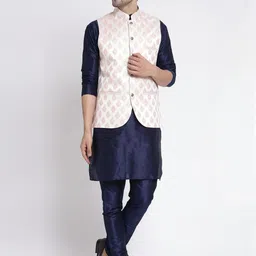 TS LIFESTYLE Men Floral Regular Dupion Silk Kurta with Churidar-image-74