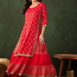Sangria Ethnic Motifs Printed MaxiEthnic Dress-image-19