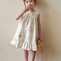 LULU & SKY Self Design Cotton A-Line Dress-image-77