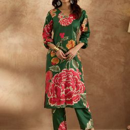 Anouk Floral Printed Regular Kurta with Trousers-image-77