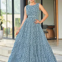 ODD BY chansi TRENDZ Women Paisley Printed Georgette Fit & Flare Maxi Dress With a Belt-picture-28