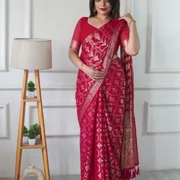 FLOURIOUS Woven Design Pure Georgette Ready to Wear Banarasi Saree-16