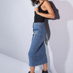 SASSAFRAS Front Button Straight Midi Skirts image 4