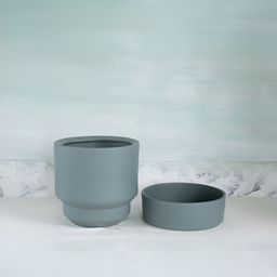 FREEDOM TREE Nested Grey TexturedCeramic Planter With Tray image 5