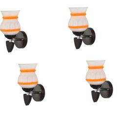 1ST TIME Pack of 4 Orange & White Glass Traditional Wall Lamp-picture-28