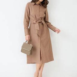 Globus Jacquard Formal Shirt Midi Dress-image-64