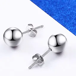 RAGABANDHA DESIGN STUDIO Silver-Plated Circular Ball Shaped Studs Earrings- 4mm-picture-22