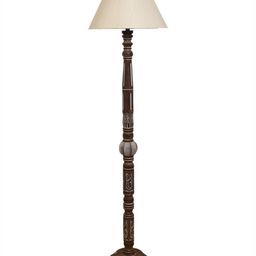 Devansh White & Brown Conical Open Snake Wooden Floor Lamp image 5