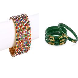 SOMIL Set Of 16 Alloy Artificial Stones and Beads Antique Bangles-image-89