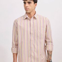 Espanshe Veil Striped Long Sleeves Pure Cotton Oversized Shirt-image-15