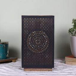 Devansh Black Textured Metal Traditional Rectangle Table Lamp-image-97