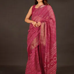 KALINI Abstract Printed Zari Saree-17