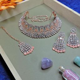 VATSALYA creation Alloy Gold- plated Beige Jewellery Set-image-28