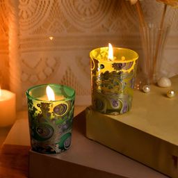 Myntra Elegant Homes Illuminated Yellow & Green 2 Pieces Scented Jar Candle-22