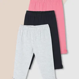 max Pack Of 3 Girls Solid Ankle-Length Leggings-image-32