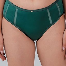 Soie Women High Waist Full Coverage Ultra Soft Mesh Panel Brief CP-1328 GREEN-JUNGLE-54