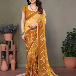 WINKLECART Pure Georgette Block Print Saree-picture-3