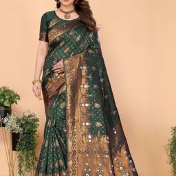 RUNAYA NX Woven Design Zari Silk Blend Banarasi Saree-image-93