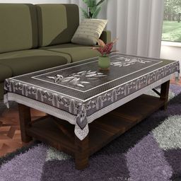 Aura Black Floral Cotton 4-Seater Table Cover-image-98