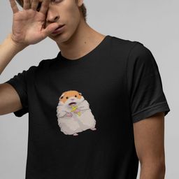 Stitchmeashirt Scared Hamster Printed Round Neck Cotton T-shirt-image-57