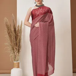 Silk Land Geometric printed saree With Unstitched Blouse Piece-picture-6