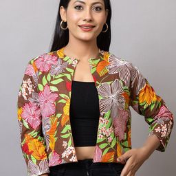 PROBASIC Floral Print Cotton Denim Boxy Crop Top-picture-20