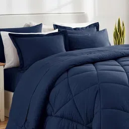 Doristyle Navy Blue 500 GSM Double Bed Heavy Winter Comforter-image-1