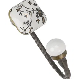 IndianShelf White Ceramic Floral Wall Hanger Hooks for Kitchen-image-85