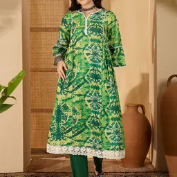 Sangria Floral Printed Pure Cotton A-Line Kurta With Trousers And Dupatta-image-31