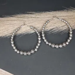 ZURIKRISHA Silver Plated Artificial Beads Beaded Circular Shaped Hoop Earrings-picture-15