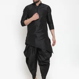 Kaifoo Mandarin Collar Asymmetric Straight Kurta with Dhoti Pants-image-15