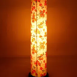 Devansh White & Red Printed Round Shape Floor Lamp image 2