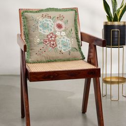 Living scapes by Pantaloons Beige & Green Floral Square Cushion Covers-image-43