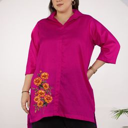 LetsDressUp Magenta Cotton Slub Shirt Top-image-57