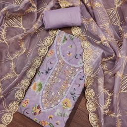 Blissta Floral Embroidered Organza Unstitched Dress Material-image-67