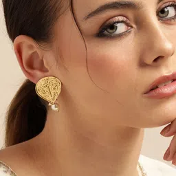 Anouk Gold Plated Beaded Classic Drop Earrings-5
