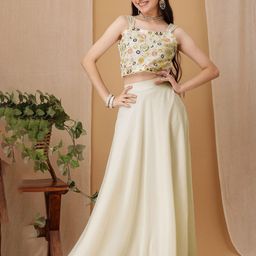 Inddus Girls Embroidered Thread Work Ready To Wear Lehenga & Choli-picture-5