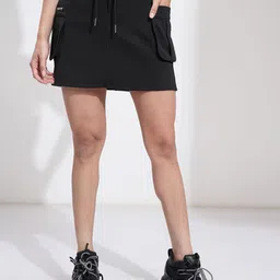 basics by tokyo talkies Tokyo Talkies Women Solid Cargo Pocket Mini Skirt-picture-28