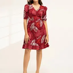 DressBerry Floral Print Crepe Fit & Flare Mini Dress-picture-25